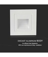 Spot LED escalier encastrable 3W - IP65, blanc chaud, bord blanc, carré, 5,8x5,8 cm