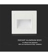 Spot LED encastrable blanc 5W pour escaliers - IP65, 3000K, carré, aluminium