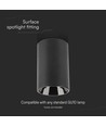 Spot saillie GU10 noir - Rond, aluminium noir, 10x6,5 cm, IP20, pour GU10