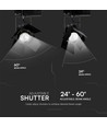 Spot sur rail 33W LED, RA90 - Samsung LED chip, 3000lm, 3000K, noir, 5 ans de garantie