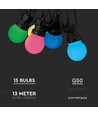 Guirlande lumineuse LED de 7m avec 15 ampoules RGB - 0,5W/ampoule, contrôlée via la télécommande incluse