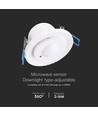 Détecteur de mouvement micro-ondes 300W - 360°, blanc, IP20, portée 1-8m, lux et temps réglables