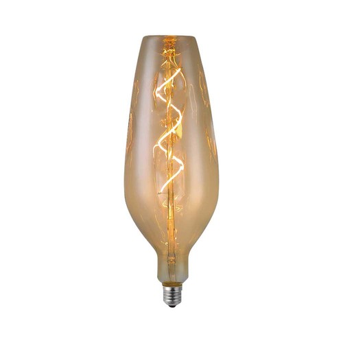 Ampoule LED filament spirale E27 4W - B125, 250lm, 2700K, verre Amber/Smoky, angle 300°