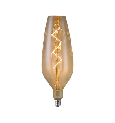 Ampoule LED filament spirale E27 4W - B125, 250lm, 2700K, verre Amber/Smoky, angle 300°