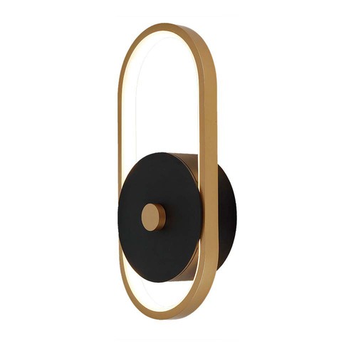 Applique murale extérieure LED 15W - IP54, 1650lm, Noir/Laiton antique, 3000K, 33cm de large