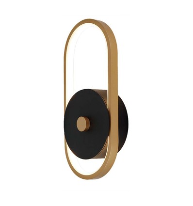 Applique murale extérieure LED 15W - IP54, 1650lm, noir/laiton, 4000K, angle 350°
