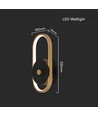 Applique murale extérieure LED 15W - IP54, 1650lm, noir/laiton, 4000K, angle 350°
