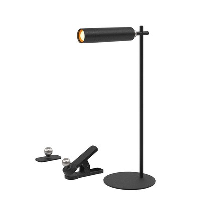 Lampe LED 3-en-1 rechargeable - Magnétique, noire, dimmable, avec pied et 2 supports de montage