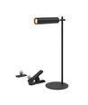 Lampe LED 3-en-1 rechargeable - Magnétique, noire, dimmable, avec pied et 2 supports de montage
