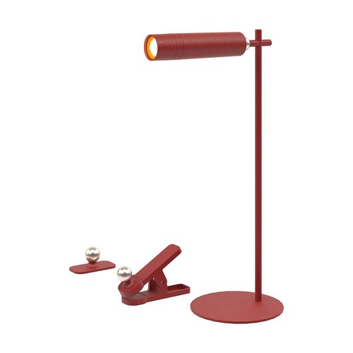 Lampe LED 3-en-1 rechargeable - Magnétique, rouge, dimmable, avec pied et 2 supports de montage