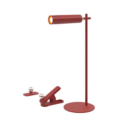 Lampe LED 3-en-1 rechargeable - Magnétique, rouge, dimmable, avec pied et 2 supports de montage
