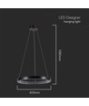 Lampe Suspendue 19W - 4000K, Cristal Acrylique Intérieur, Boîtier Noir
