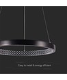 Lampe Suspendue 19W - 4000K, Cristal Acrylique Intérieur, Boîtier Noir