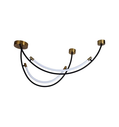 Suspension LED / plafonnier 20W, L100x60cm - 2500lm, noir et or, IP20, source lumineuse incluse