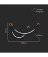 Suspension LED / plafonnier 20W, L100x60cm - 2500lm, noir et or, IP20, source lumineuse incluse