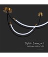 Suspension LED / plafonnier 20W, L100x60cm - 2500lm, noir et or, IP20, source lumineuse incluse