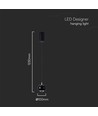 Suspension LED 9W - 1000lm, noir, 10x10x100cm, IP20 intérieur