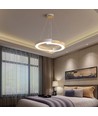 Suspension design LED 32W - Ø43cm, blanc avec détails en bois, 3000K, 4000lm