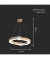 Suspension design LED 32W - Ø43cm, blanc avec détails en bois, 3000K, 4000lm