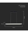 Suspension LED 24W, 80x100cm - 3000lm, corps noir, 120 degrés, source lumineuse incluse