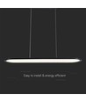 Suspension LED 24W, 80x100cm - 3000lm, corps noir, 120 degrés, source lumineuse incluse