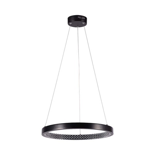 Suspension LED 19W avec cristal acrylique, Ø40cm - Noir, 3000K, 2160lm, IP20 intérieur