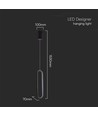 Suspension LED ovale 13W, 40cm - Noir, design moderne, IP20 intérieur