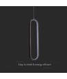 Suspension LED ovale 13W, 40cm - Noir, design moderne, IP20 intérieur
