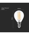Ampoule LED E14 6W - P45, filament, verre clair