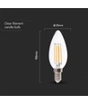 Ampoule LED E14 6W Flamme - Filament, verre clair, 800lm, 133lm/W