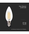 Ampoule LED E14 6W Flamme - Filament, verre clair, 800lm, 133lm/W