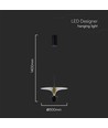 Suspension LED 9W - 4000K, 1000lm, noir/or, 30x320cm, source lumineuse incl.