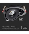 Downlight LED 12W - COB, 3 en 1, boîtier noir