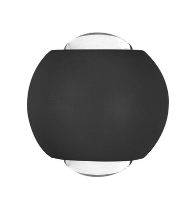 Applique murale LED COB 2W, éclairage haut/bas - IP54, aluminium noir, 4000K, 4,2 x 4 cm