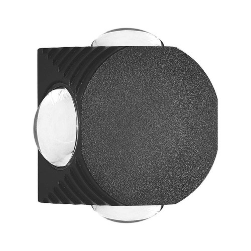 Applique murale LED ronde 4W à 4 voies - Noir, IP54, COB LED, blanc chaud, source lumineuse incl.