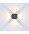 Applique murale LED ronde 4W à 4 voies - Noir, IP54, COB LED, blanc chaud, source lumineuse incl.
