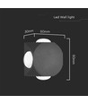 Applique murale LED ronde 4W à 4 voies - Noir, IP54, COB LED, blanc chaud, source lumineuse incl.