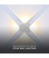 Applique murale LED ronde 4W avec 4 faisceaux - IP54, blanc, COB LED, 4000K, source lumineuse incl.