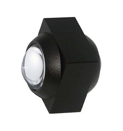Applique murale LED 2W avec éclairage haut/bas - IP54, noir, COB LED, 4000K, 4x4x4cm