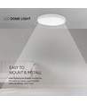 Plafonnier LED 18W - IP44, Ø22,5cm, hauteur : 6,3cm, bordure blanche