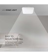 Plafonnier LED 18W, carré - 1830lm, IP44, bord blanc, 23x23cm