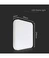 Plafonnier LED 24W, 30x30cm - Carré, bord blanc, IP44, 4000K, source lumineuse incl.