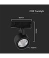 Spot sur rail LED COB 30W - Boîtier noir 3 en 1
