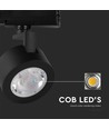 Spot sur rail LED COB 30W - Boîtier noir 3 en 1