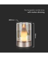 Lampe de table LED 2W rechargeable avec capteur - Or champagne, verre ambré, 3000K, 360 degrés, détecteur de mouvement