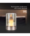 Lampe de table LED 2W rechargeable avec capteur - Or champagne, verre ambré, 3000K, 360 degrés, détecteur de mouvement