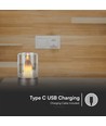 Lampe de table LED 2W rechargeable avec capteur - Or champagne, verre ambré, 3000K, 360 degrés, détecteur de mouvement