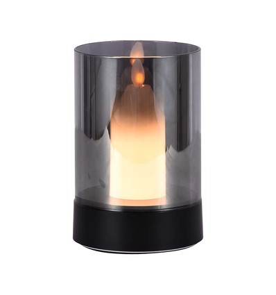 Lampe de table LED 2W rechargeable, variateur à mouvement - Noir/fumé, 3000K, 360 degrés, design élégant