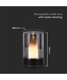 Lampe de table LED 2W rechargeable, variateur à mouvement - Noir/fumé, 3000K, 360 degrés, design élégant