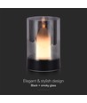 Lampe de table LED 2W rechargeable, variateur à mouvement - Noir/fumé, 3000K, 360 degrés, design élégant